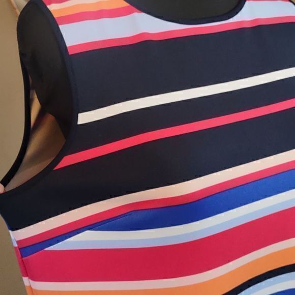 Maggy London Stripes Sleeveless Shift Dress Sz 14 - Picture 3 of 14